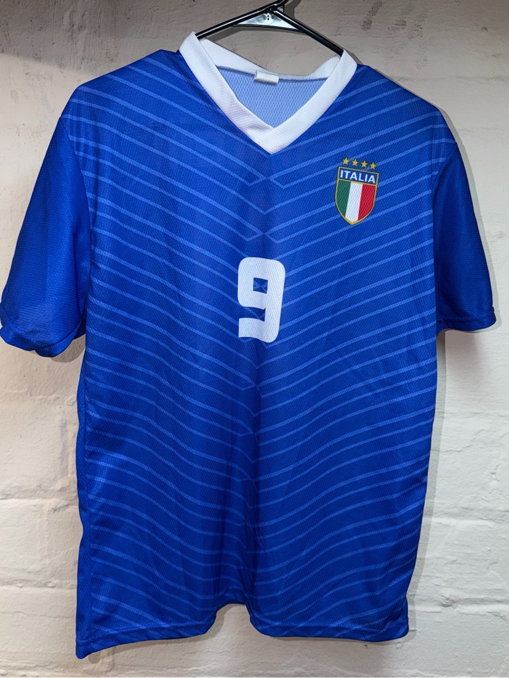 Italia Blue Men's Soccer Jersey - Number 9. Balotelli